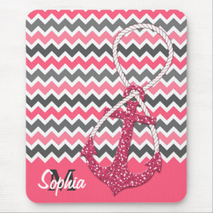 faux glitter nautical anchor infinity symbol mouse mat