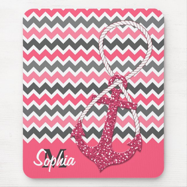 faux glitter nautical anchor infinity symbol mouse mat (Front)