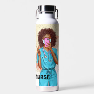 Faux Glitter Nurse Pink Gold Water Bottle