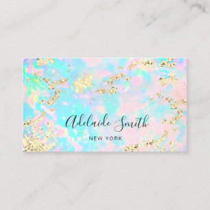 faux glitter on faux iridescent opal photo business card