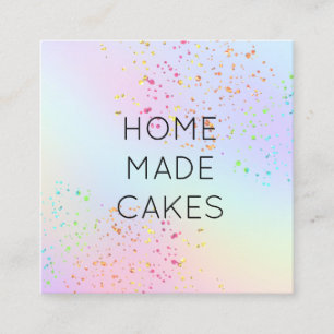 FAUX glitter on pastel colours gradients cakes Square Business Card