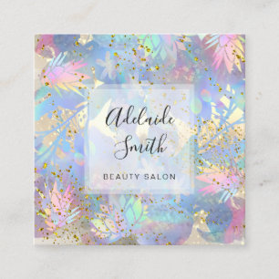 FAUX glitter on watercolor tropical design Square  Square Business Card