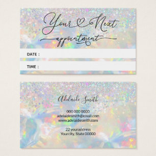 faux glitter opal appointment card