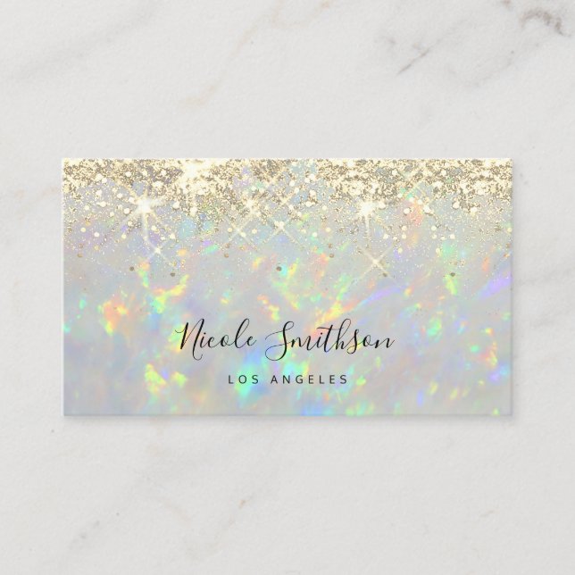faux glitter opal background  business card (Front)