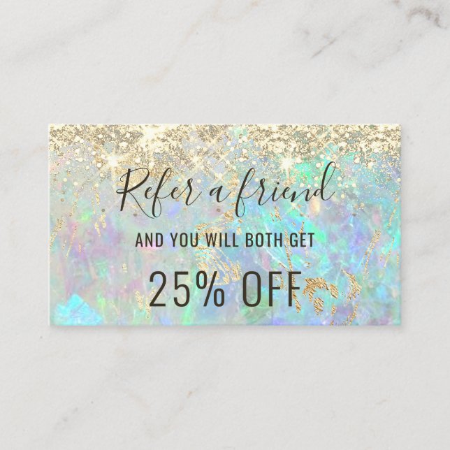  faux glitter opal background referral card (Front)
