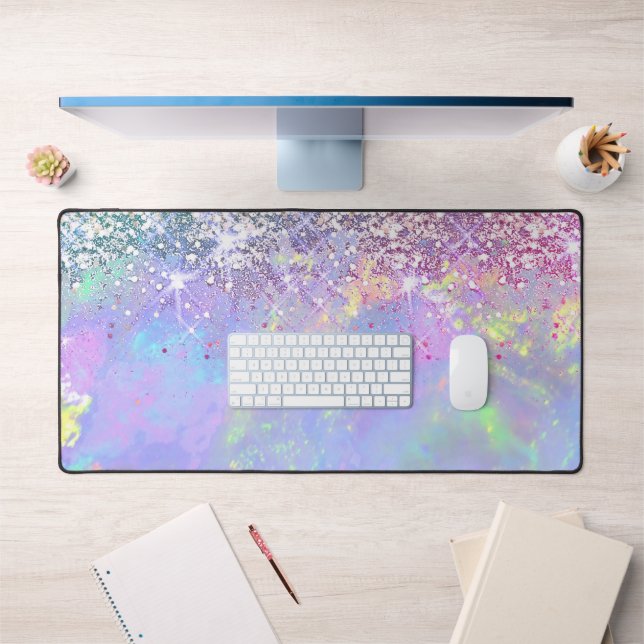 faux glitter opal business card desk mat (Office 1)