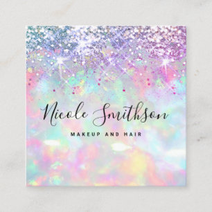 faux glitter opal design square business card