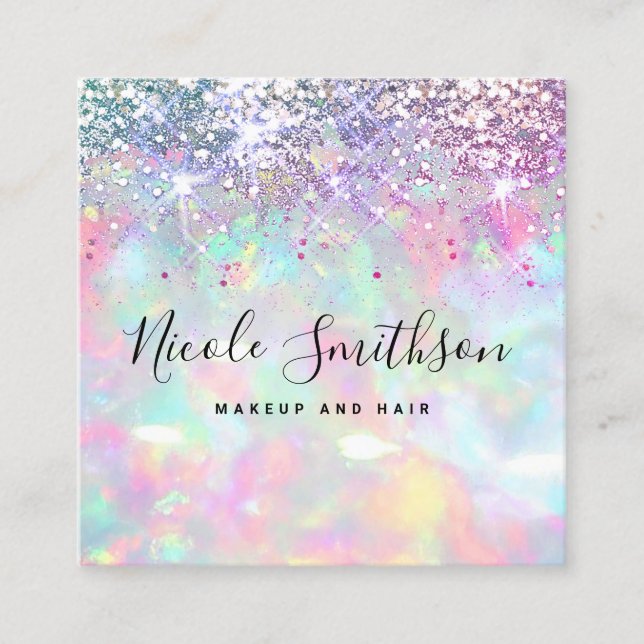 faux glitter opal design square business card (Front)