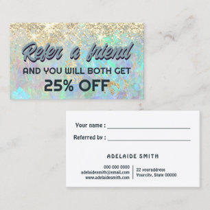  faux glitter opal referral card