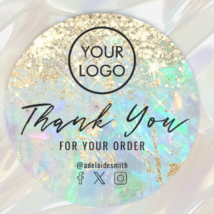 faux glitter opal texture thank you  classic round sticker
