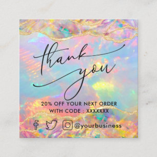 faux glitter opal thank you discount card