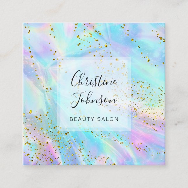 FAUX glitter pastel colours Square Business Card (Front)