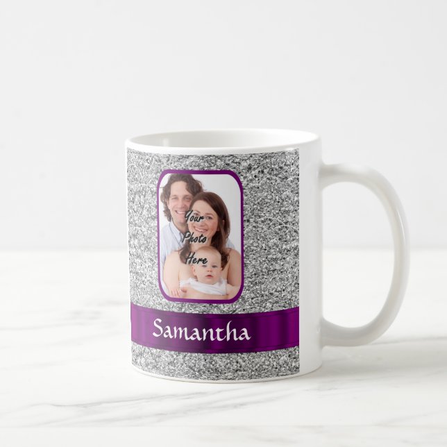 Faux glitter photo background coffee mug (Right)