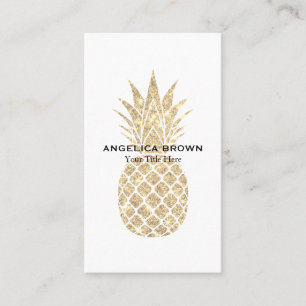 Faux Glitter Pineapple Business Card