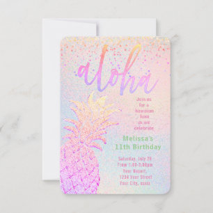 faux glitter pineapple decor birthday invitation