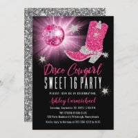 Faux Glitter Pink Disco Cowgirl Sweet 16 Party