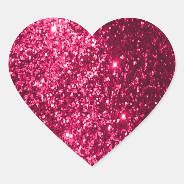 Faux Glitter Pink Heart Sticker (Front)