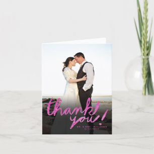 Faux Glitter Pink Modern Photo Thank You Card