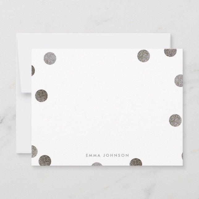 Faux Glitter Polka Dot Personal Stationery Invitation (Front)