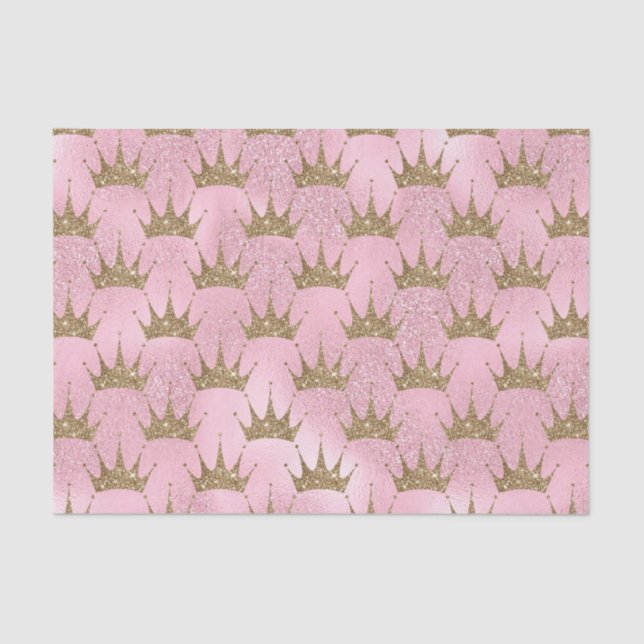 Faux glitter Princess golden crown party tissue Tissue Paper (Front)