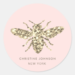 faux glitter queen bee  classic round sticker