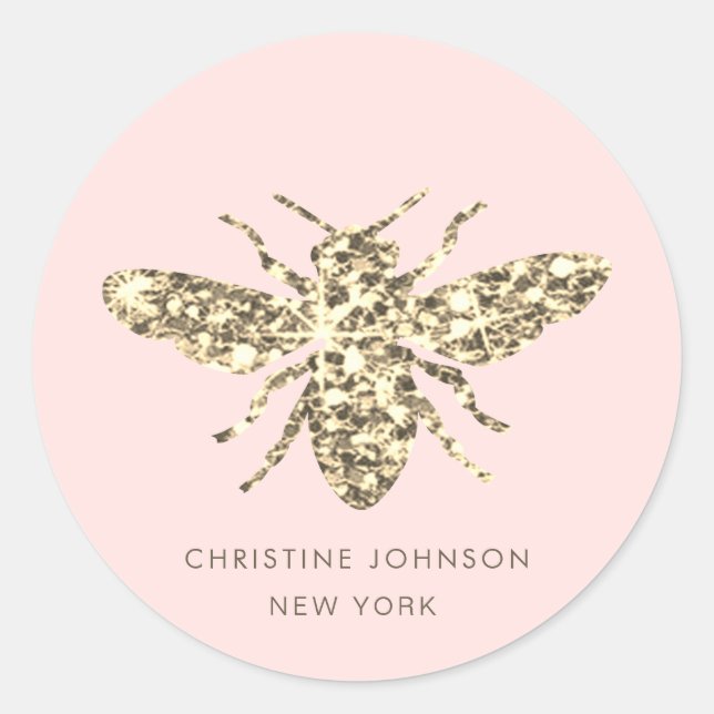 faux glitter queen bee  classic round sticker (Front)