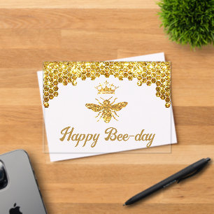 Faux glitter Queen Bee Happy Birthday Acrylic Invitations