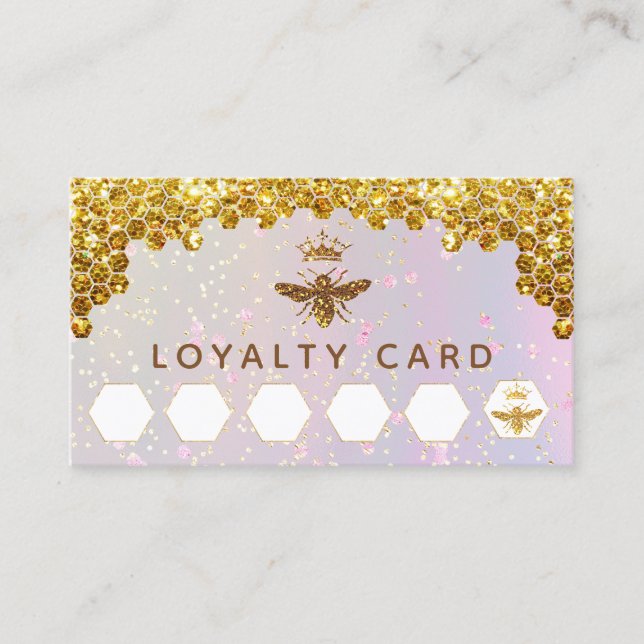 faux glitter Queen Bee loyalty card (Front)