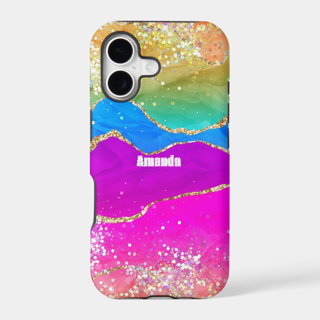 Faux Glitter Rainbow Agate (Back)