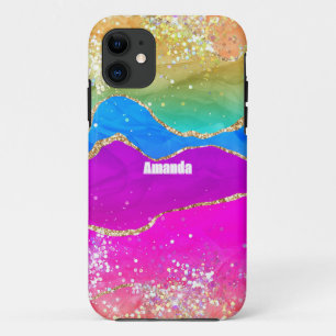 Faux Glitter Rainbow Agate iPhone 11 Case