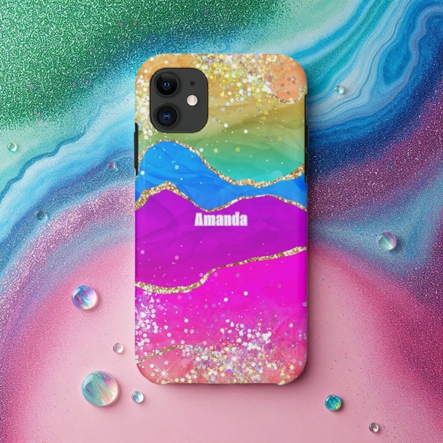 Faux Glitter Rainbow Agate Case-Mate iPhone Case (Faux Glitter Rainbow Agate Case-Mate iPhone Case)