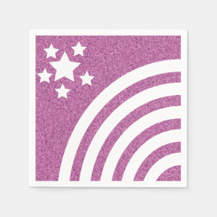 Faux Glitter Rainbow Stripes Stars Unicorn Party Napkin