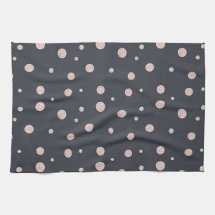 FAUX glitter rose gold blush dotty pattern Tea Towel