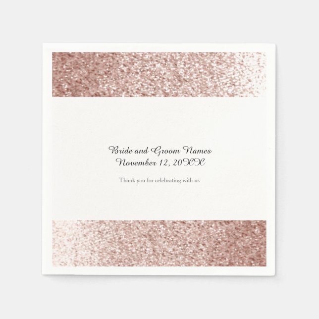 Faux Glitter Rose Gold Napkin (Front)
