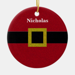 Faux Glitter Santa Belt Ceramic Tree Decoration