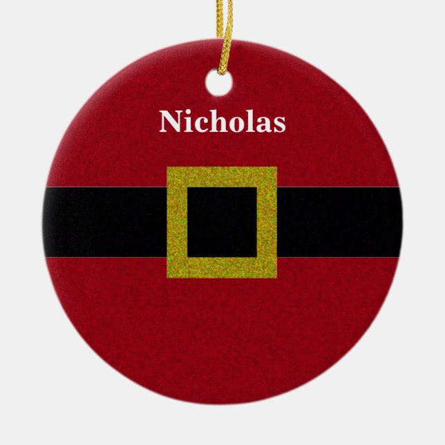 Faux Glitter Santa Belt Ceramic Tree Decoration (Front)