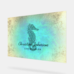 faux glitter seahorse acrylic sign