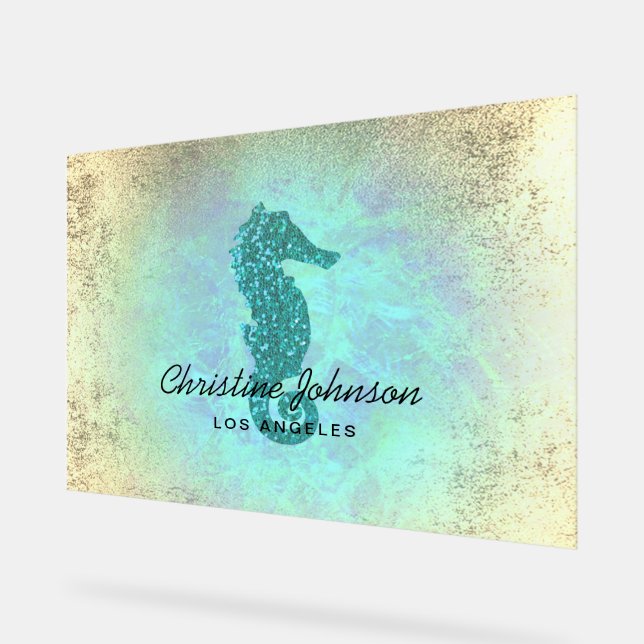 faux glitter seahorse acrylic sign (Angle)