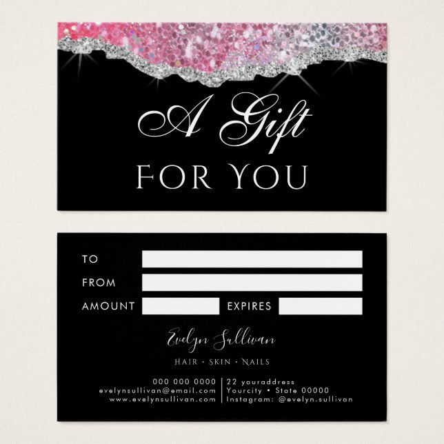 Faux glitter sequin gift card (Front & Back)