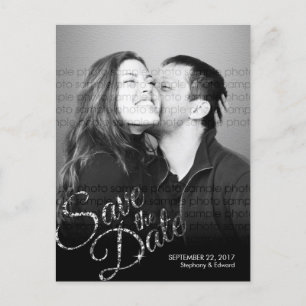 Faux Glitter Silver Save the Date Photo Postcard
