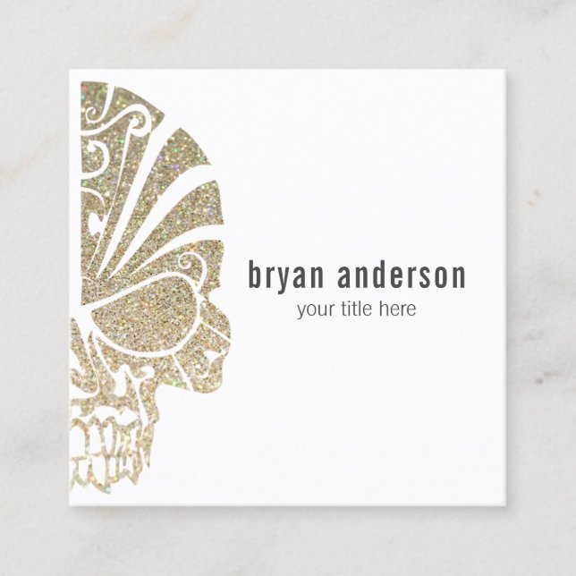 Faux Glitter Skull Tattoo Artist Business Card (Front)