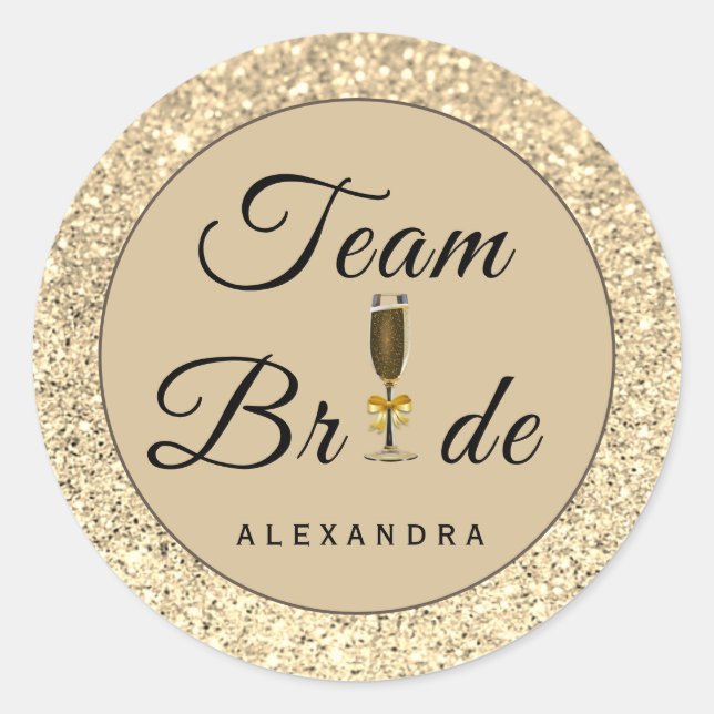Faux Glitter Team Bride Sticker (Front)