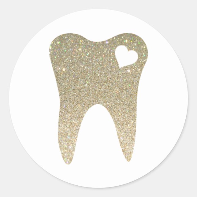 Faux Glitter Teeth with Heart Round Sticker (Front)