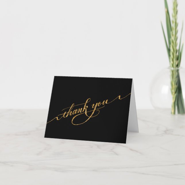 Faux Glitter Thank You Notes Script Calligraphy (Front)