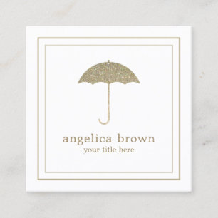 Faux Glitter Umbrella Business Card