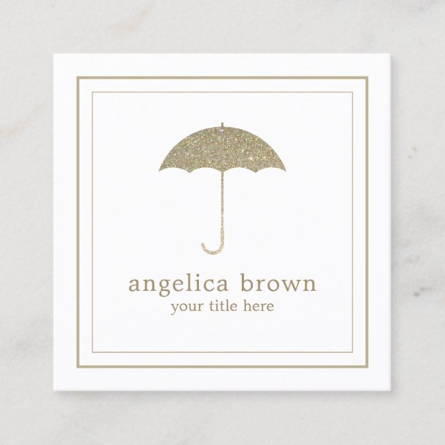 Faux Glitter Umbrella Business Card (Front)