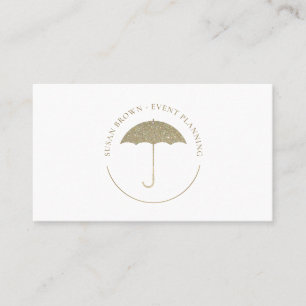 Faux Glitter Umbrella Logo Business Card