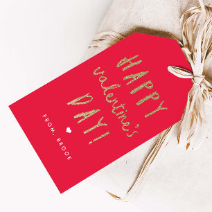 Faux glitter Valentines Day Gift tags