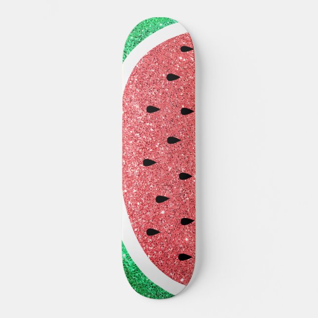faux glitter watermelon slice design skateboard (Front)