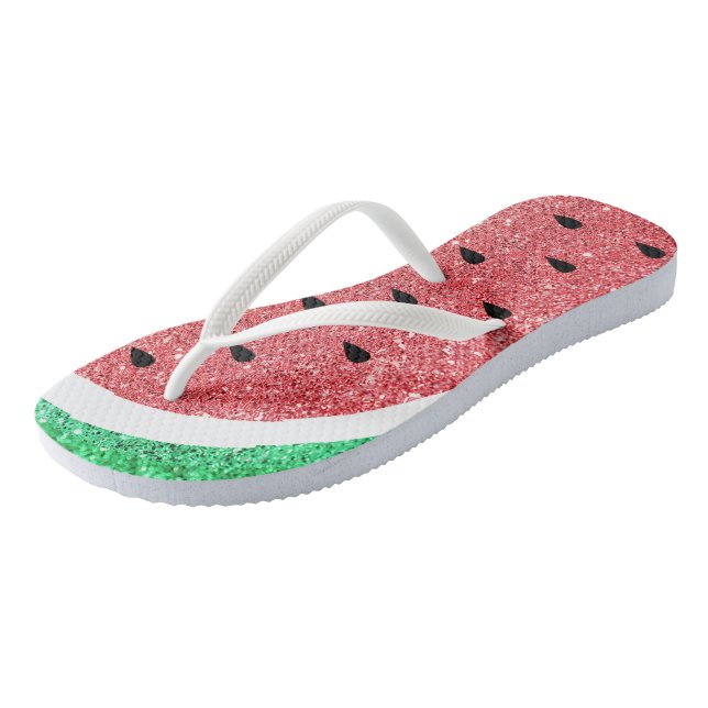 faux glitter watermelon slice flip flops (Angled)